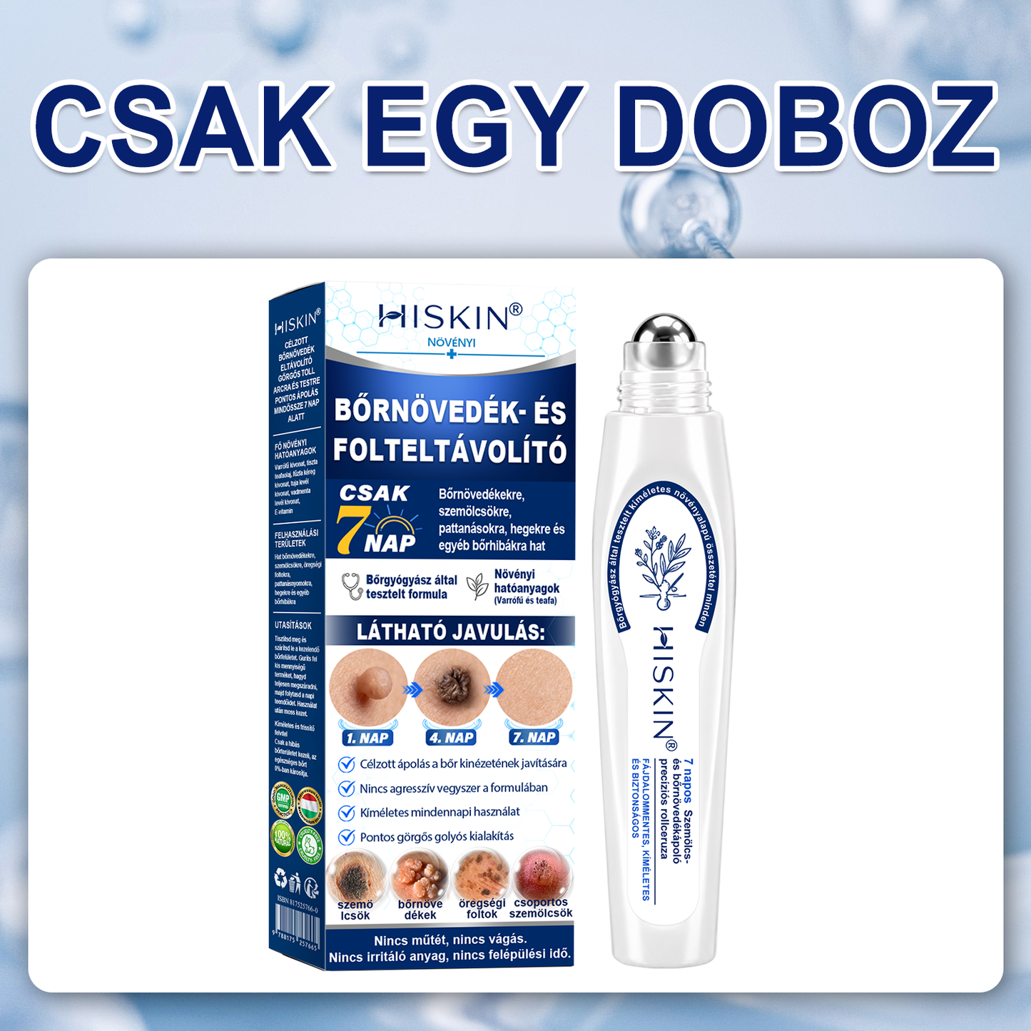 Hivatalos Márkabolt | Hiskin® 7 napos Szemölcseltávolító Roll-on Ápoló Folyadék (Fájdalommentes rollerball technológia, hegek nélkül) 🐬